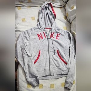 Nike Gray Hoodie with Red Accents